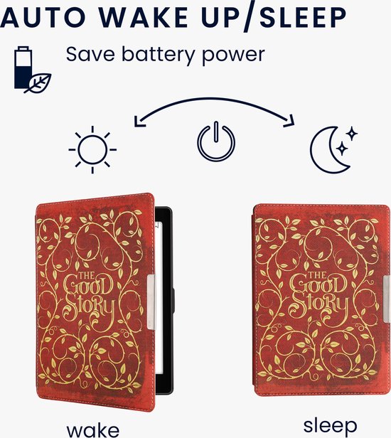 kwmobile e-reader hoesje geschikt voor Kobo Aura ONE hoes - E reader flip case met magnetische sluiting - Ereader cover - Sprookjesboek design in geel / oranje / rood van kwmobile — afbeelding 3