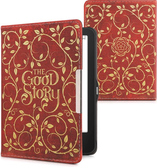 Housse kwmobile pour Tolino Vision 1 / 2 / 3 / 4 HD - Étui pour liseuse en jaune / orange / rouge - Conception de livre de conte de fées