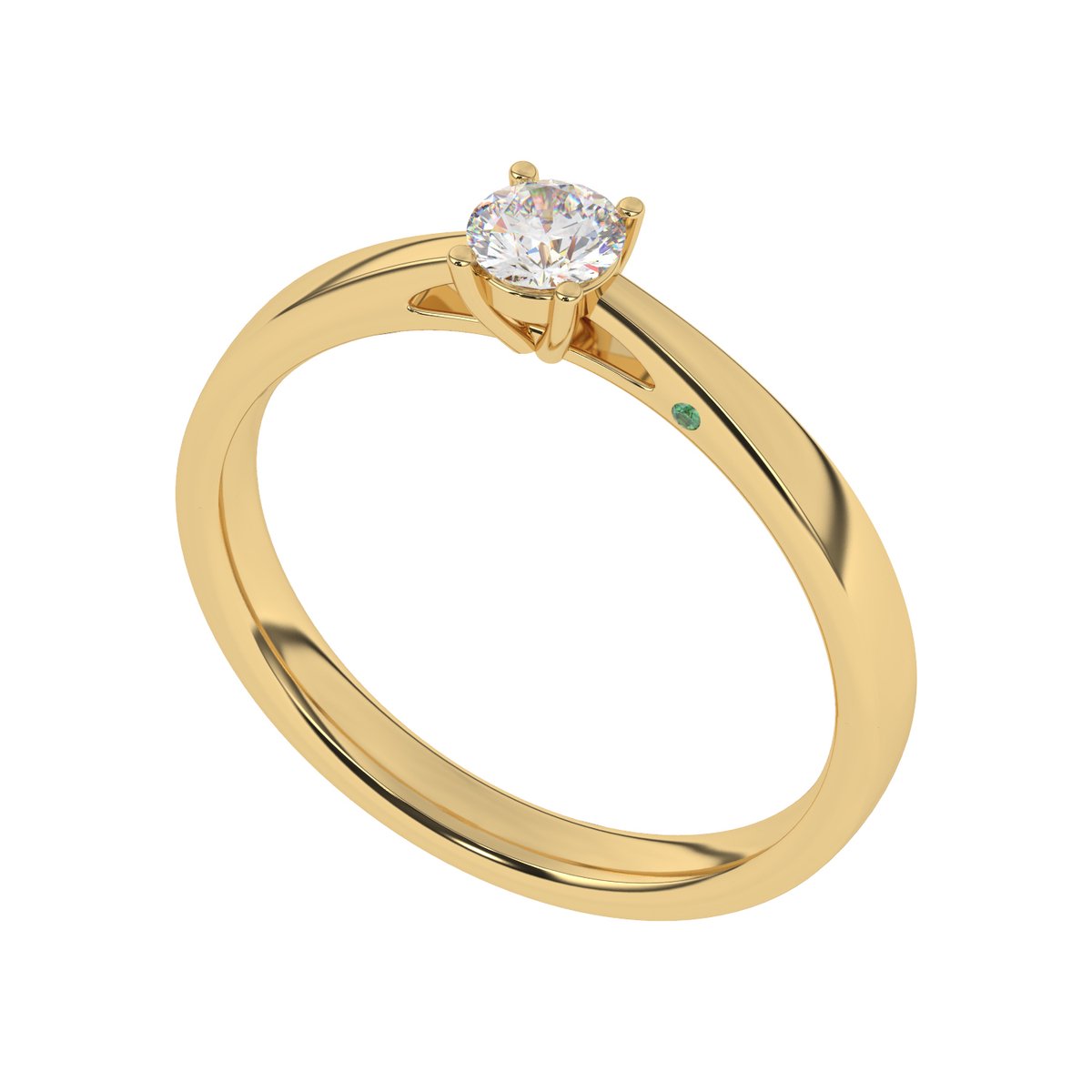 Diamo Diamonds 9-DD001-YG-30-50 Gouden Ring met Diamant - Dames - Lab Grown Diamonds - 0,30ct - Recycled Goud - 14 Karaat - Maat 50 - Solitair - Geelgoud