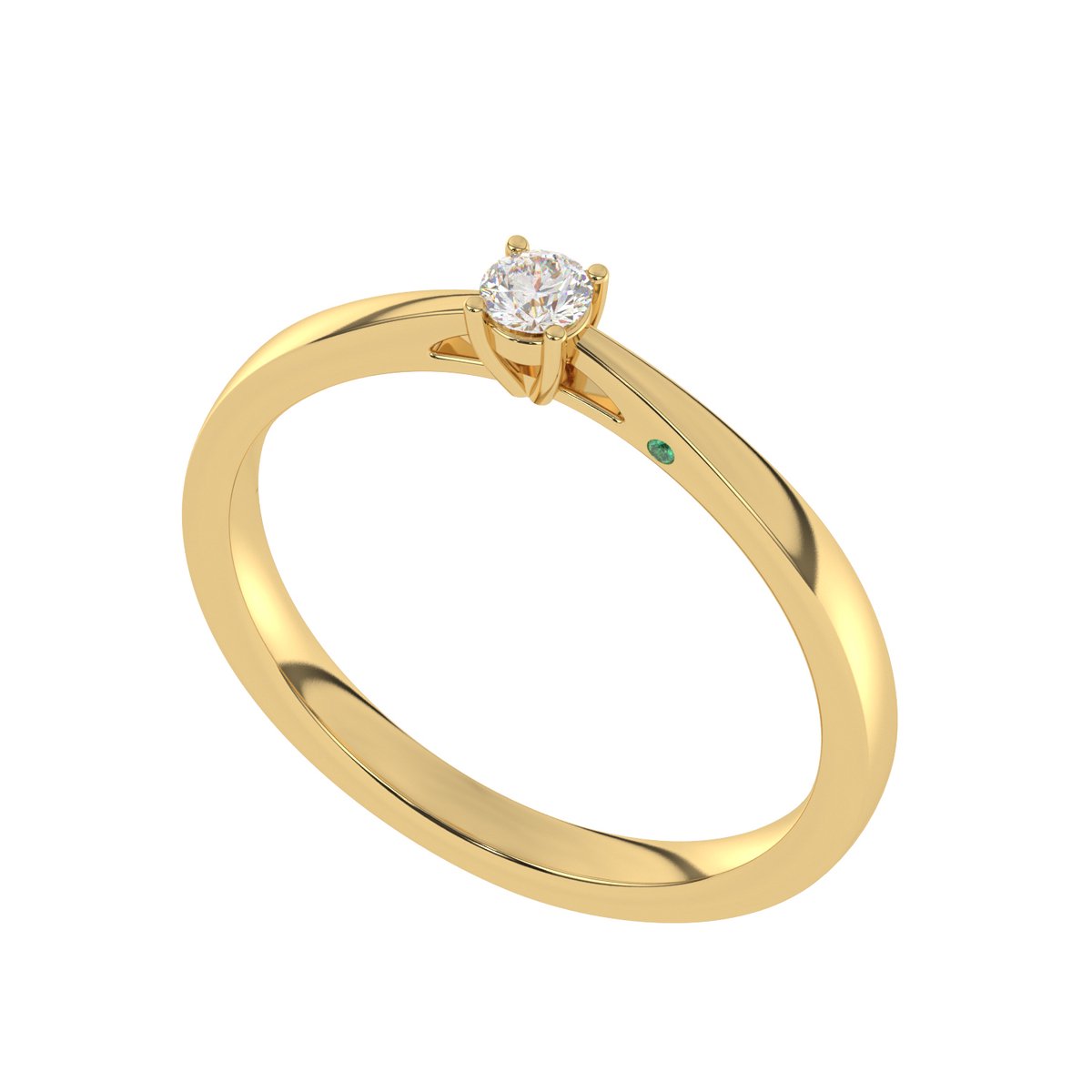 Diamo Diamonds 9-DD001-YG-10-54 Gouden Ring met Diamant - Dames - Lab Grown Diamonds - 0,10ct - Recycled Goud - 14 Karaat - Maat 54 - Solitair - Geelgoud