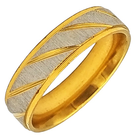 Tesoro Mio Michel - Alliance de mariage de Bague de fiançailles / Alliance Homme - Acier avec Or - 19 mm / Taille 60