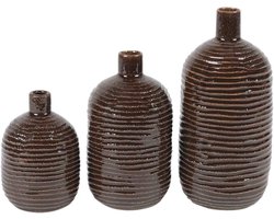 Rasteli - Vaas - keramiek - bruin - D9 x H13 cm - 3 stuks