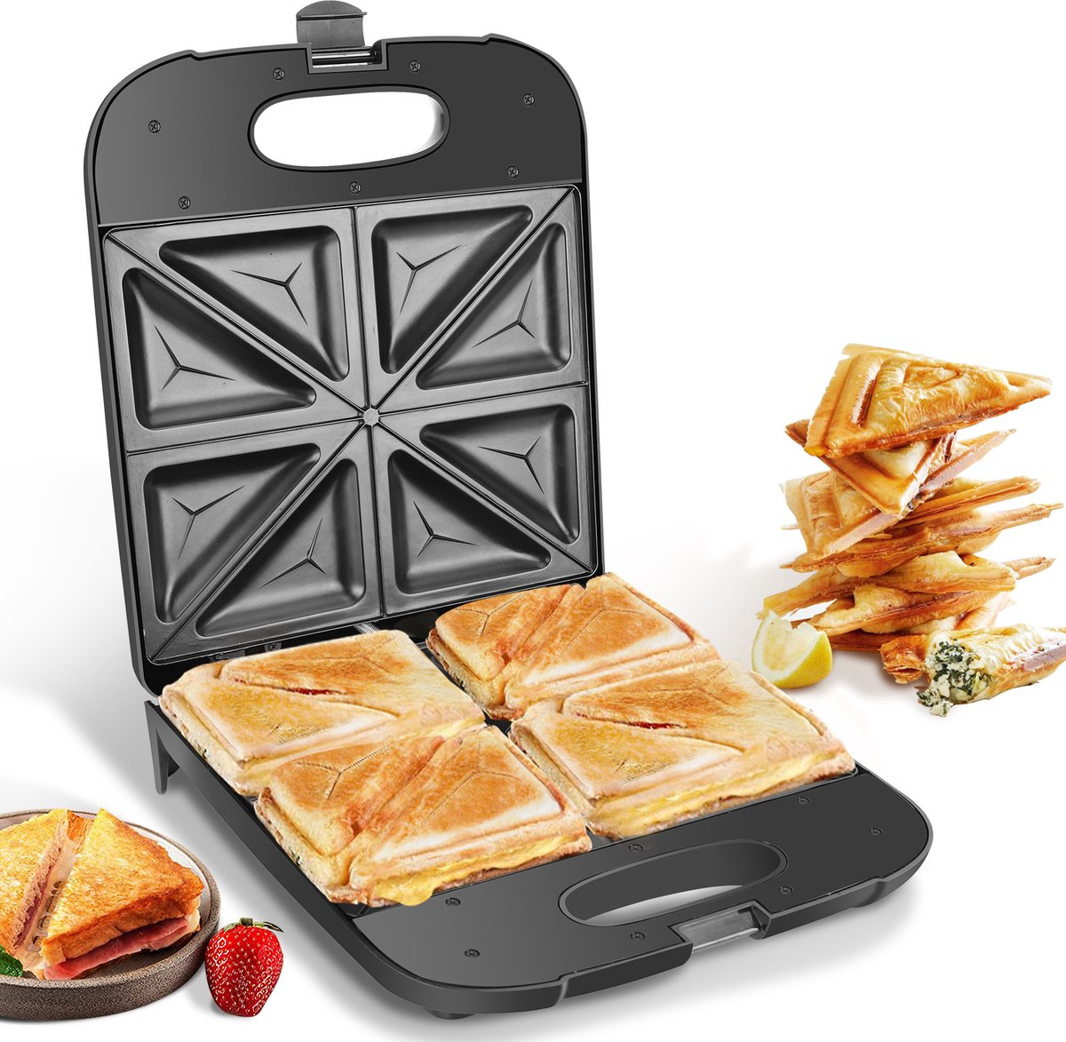 Aigostar Tosti apparaat Tosti ijzer Contactgrill 1400w Zwart 