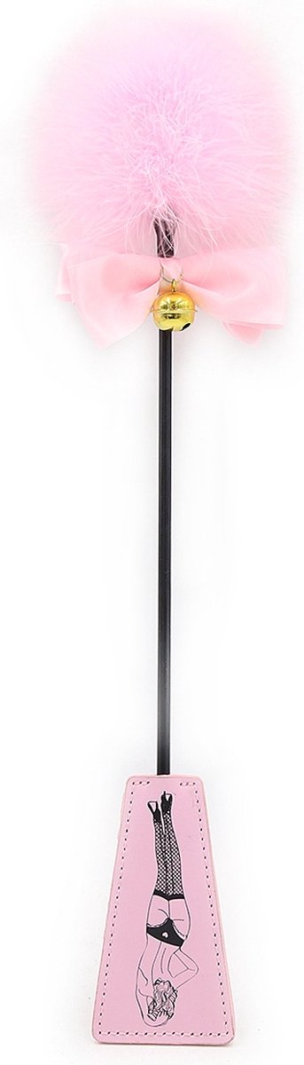 Goedkoopste Zweep met kietelaar en kattenbel - roze