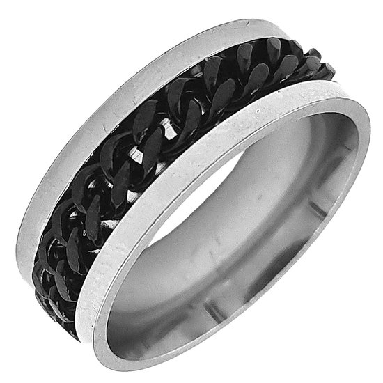 Tesoro Mio Michel – Ring Homme Pour Homme Dur – Acier Avec Zwart – 18 mm / Taille 57