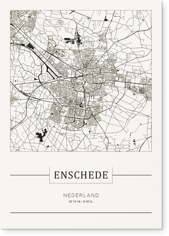 Stadskaart Enschede - Plattegrond Enschede – city map – Forex muurdecoratie 30 x 40 cm  bol.com