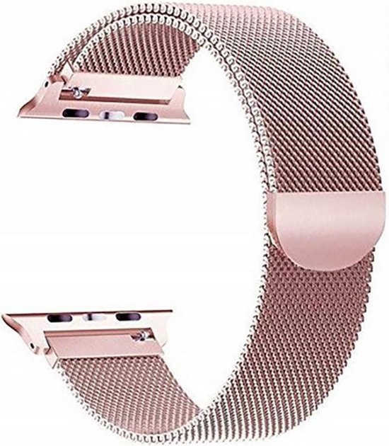 Geschikt voor Apple Watch Bandje Rose Series 1/2/3/4/5/6/SE/7 38/40/41 mm - iWatch Milanees Polsband Luxe Milanese Loop - Roestvrij staal - Magneet Sluiting - LuxeRoyal