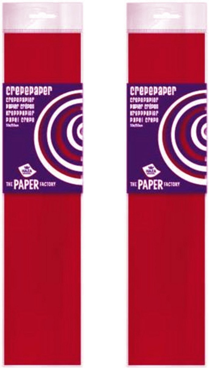 Crepe papier platte vellen - Pakket van 5x stuks - donker rood - 250 x 50 cm - Knutselen met papier - Knutselspullen