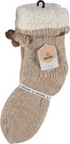 Chaussettes anti-dérapantes polaire/tricot maison/chaussettes femme beige taille unique - Chaussettes de sommeil/chaussettes de lit