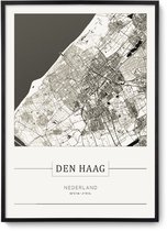 Stadskaart Den Haag - Plattegrond Den Haag – city map – muurdecoratie 30 x 40 cm in lijst
