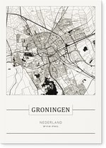 Stadskaart Groningen – Plattegrond Groningen - city map - Dibond muurdecoratie 30 x 40 cm