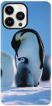 ADEL Siliconen Back Cover Softcase Hoesje Geschikt voor iPhone 14 Pro Max - Pinguin Blauw