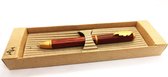 ELEGANTE Houten pen met geïntegreerde pen en markeerstift. Gemaakt van rozenhout. Alles in een elegante milieuvriendelijke kartonnen doos. MINISTAR inktpatroon. Lengte pen 14 cm - Ø 10 mm.
