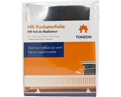 Tonzon Radiatorfolie 50cm x 5m - Incusief 15m Warmtebestendig Dubbelzijdig Tape - Tot 80% Besparing - Achterop De Radiator Aanbrengen