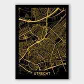 Poster Plattegrond Utrecht - Dibond - 120x180 cm  | Wanddecoratie - Interieur - Art - Wonen - Schilderij - Kunst