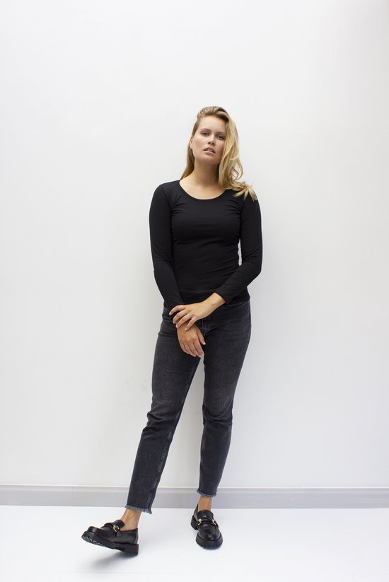 MOOI! Company- T-shirt Sylvia - Lange mouw - Aansluitend model - Kleur Zwart - S