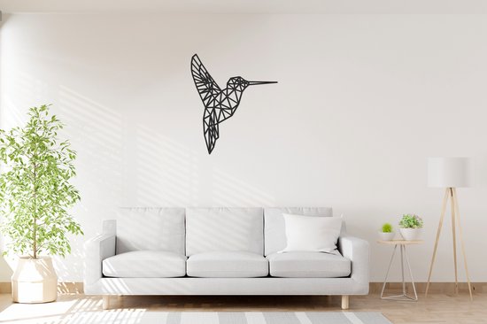 Geometrische Colibri - Big - Wanddecoratie - Lasergesneden - Zwart - Geometrische dieren en vormen - Houten dieren - Muurdecoratie - Line art - Wall art