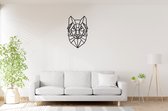 Geometrische Wolf Hoofd - Big - Wanddecoratie - Lasergesneden - Zwart - Geometrische dieren en vormen - Houten dieren - Muurdecoratie - Line art - Wall art