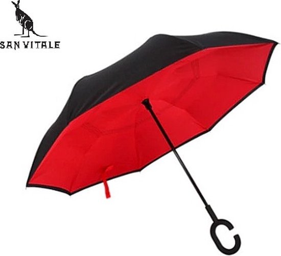 San Vitale® - Unieke reversible Windproof Paraplu - Rood