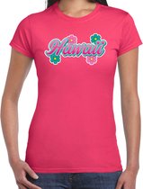 Hawaii t-shirt roze met bloemen voor dames - Zomer kleding XXL