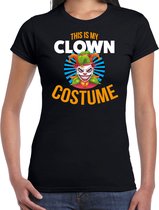 Verkleed t-shirt clown costume zwart voor dames - Halloween kleding L