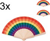 Rainbow Fan - 3x - Fan - Festival Hand Fan - Hand Fan - Spanish Fan - Rainbow