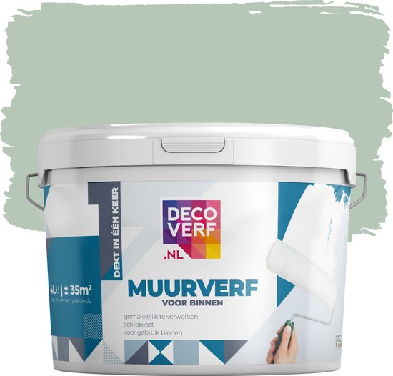 4. Decoverf muurverf mat, saliegroen, 4L