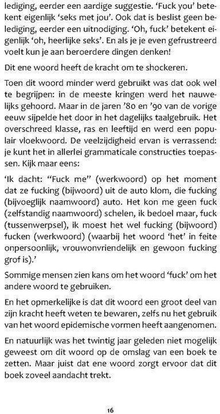 Pagina uit een boek met tekst over het woord 'fuck'.