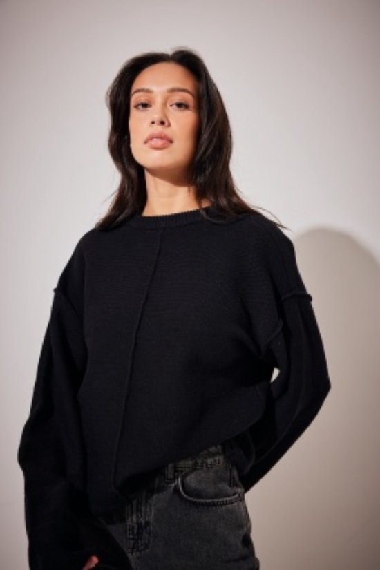 NA-KD Folded Sleeve Knitted Sweater Dames Trui - Maat S