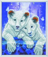 Diamond Painting Pakket Tiger Cubs 21 x 25 cm met lijst