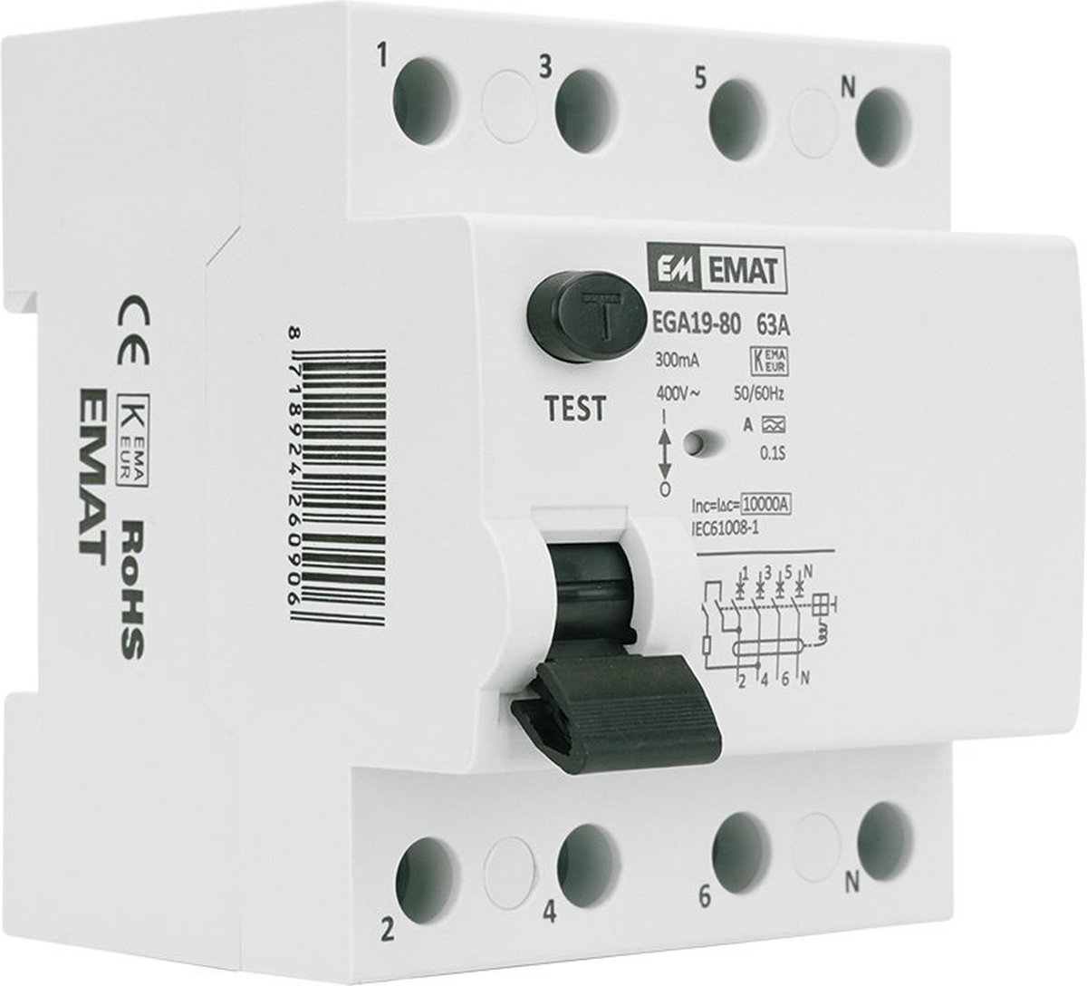 Schneider Electric aardlekschakelaar 4-polig 63A 300mA type A selectief (R9R45463