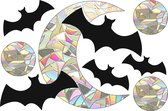 Raamsticker - Vleermuis - Maan - Cirkels - Halloween - Suncatcher - Zwart - Raamdecoratie - Raamfolie - Statisch - Zelfklevend - Sticker