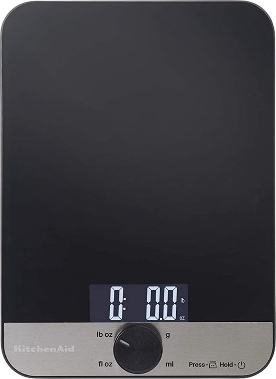 KitchenAid KQ909 Digitale keuken- en voedselweegschaal met dubbel platform, 5 kg capaciteit en precisie 453 ml capaciteit, wit met roestvrij staal
