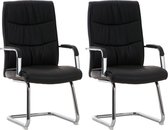 CLP Caro Set de 2 chaises de salle à manger - avec accoudoir - Similicuir - noir