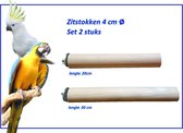 Zitstok, zitstokken, zweefstok, dikte 4 cm Beukenhout geschikt voor Grote papegaaien, ara's en andere vogels van groot formaat