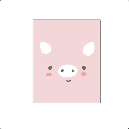 PosterDump - Big gekleurd gezicht roze - Baby / kinderkamer poster - Dieren bos poster - 50x40cm