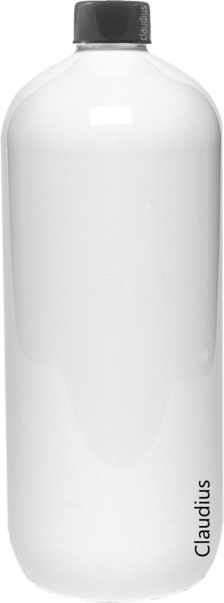 Lege Plastic Fles 1 liter PET wit - met zwarte ribbeldop - set van 10 stuks - Navulbaar - Leeg