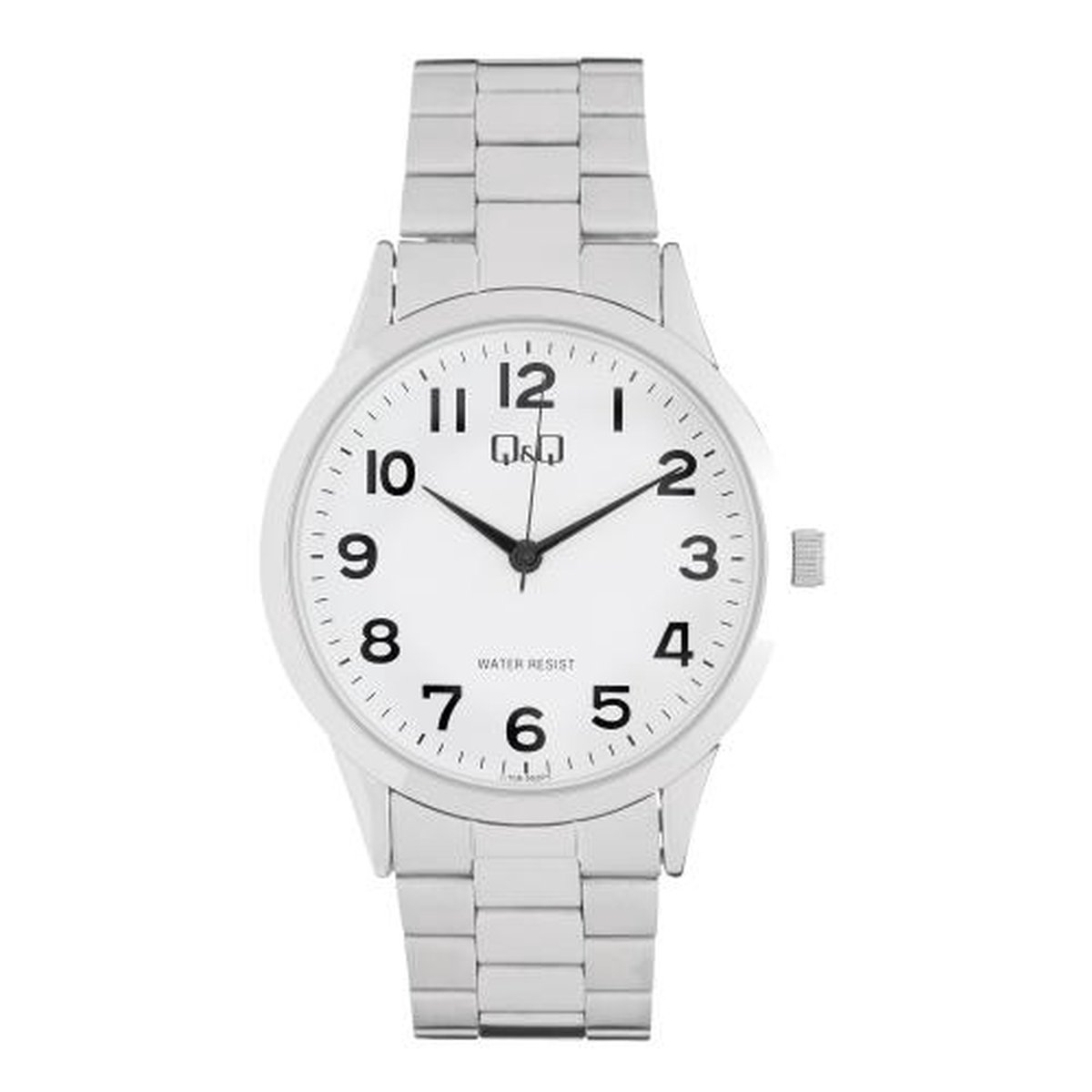 QQ C10A-502PY - Horloge - Analoog - Mannen - Heren - Stalen band - Rond - Metaal - Cijfers - Zilverkleurig - Wit