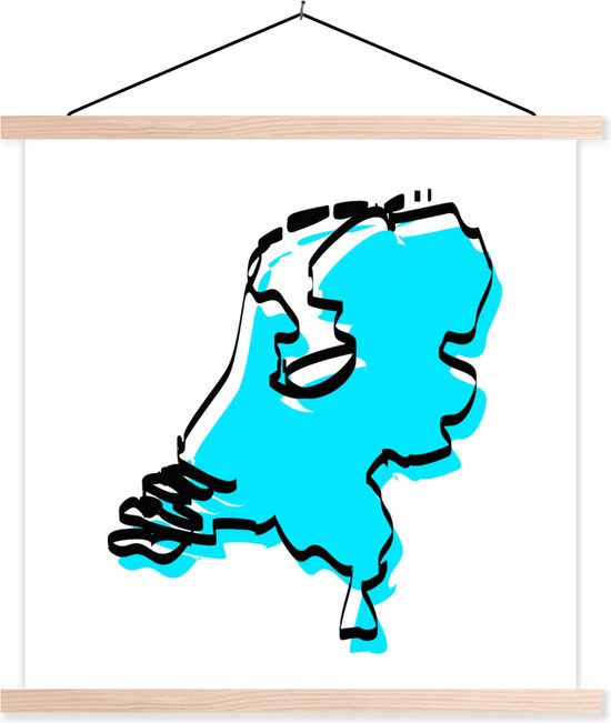 Illustration des Nederland en bleu avec une ligne noire assiette scolaire lattes plates vierges 40x40 cm - Tirage photo sur affiche textielposter (décoration murale salon / chambre)