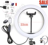 Selfie LED Ring Lamp 33Cm / 12 inch Incl. Bluetooth Afstandsbediening en Telefoonhouder, Zonder Statief – Studiolamp – Selfie - lamp - Ringlamp - Tik tok - flitser – Make up light – Studiolamp – Ring Light van HiCHiCO®
