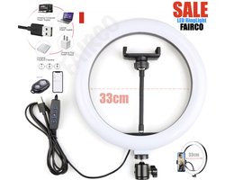 Selfie LED Ring Lamp 33Cm / 12 inch Incl. Bluetooth Afstandsbediening en Telefoonhouder, Zonder Statief – Studiolamp – Selfie - lamp - Ringlamp - Tik tok - flitser – Make up light – Studiolamp – Ring Light van HiCHiCO®
