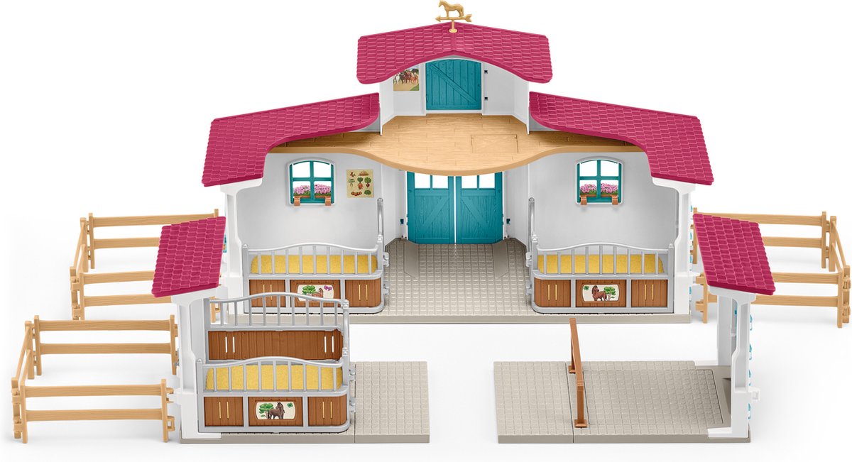 schleich HORSE CLUB - Manege - Kinderspeelgoed - Paarden Speelgoed - Paardenstal, 3 Paarden en 2 Speelfiguren - 115 onderdelen — afbeelding 6