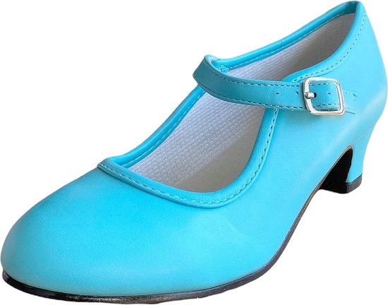 Elsa schoenen ijs blauw - Spaanse Prinsessen schoenen - maat 36 (binnenmaat 23 cm) bij verkleedkleren bruiloft feest
