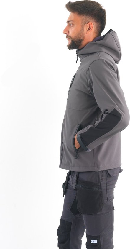 BITCO SPREE Jassen Heren Outdoor / Werk Softshell Jack Grijs - Softshell Jack Fleece Voering met Capuchon