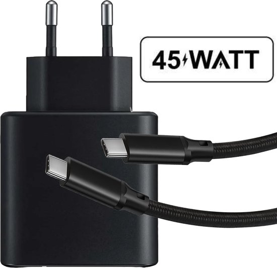 Chargeur Secteur USB-C Samsung Original 45W + Câble USB-C vers USB-C, Super  Fast Charging 2.0 - Noir