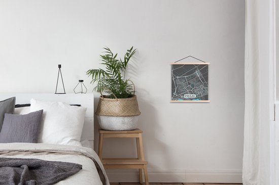 Porte-affiche avec affiche - Affiche scolaire - Zwaag - Plan d'étage - Carte - Plan de la ville - 40x40 cm - lattes vierges