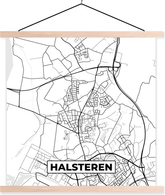 Porte-affiche avec affiche - Affiche scolaire - Plan de la ville - Halsteren - Plan d'étage - Carte - 40x40 cm - lattes vierges