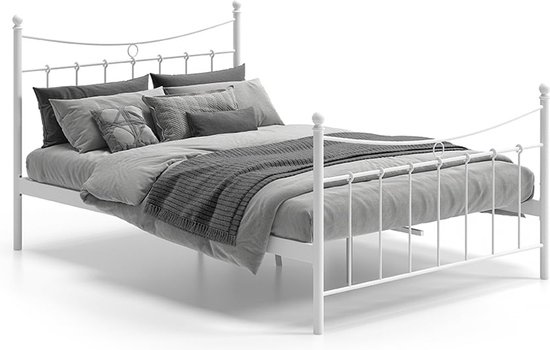 Bed Molly Wit - Metaal - 140x200cm - Hoogte 86 cm