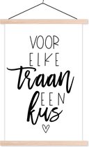 Posterhanger incl. Poster 40x60 cm - Schoolplaat - Beterschap - Quote - Hartjes - Kus - Textielposter - Blanke latten