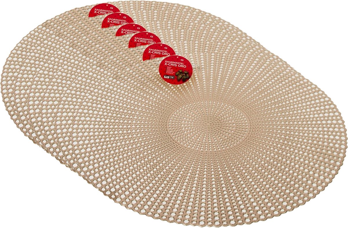 Placemats - rond - D40 cm - goud - 6x stuks - kunststof